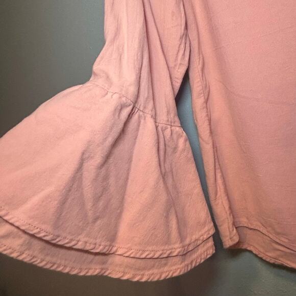 L&B Lucky & Blessed Pink Bell Sleeve Blouse Women’s Medium – Flowy Ruffle Top - Picture 2 of 7